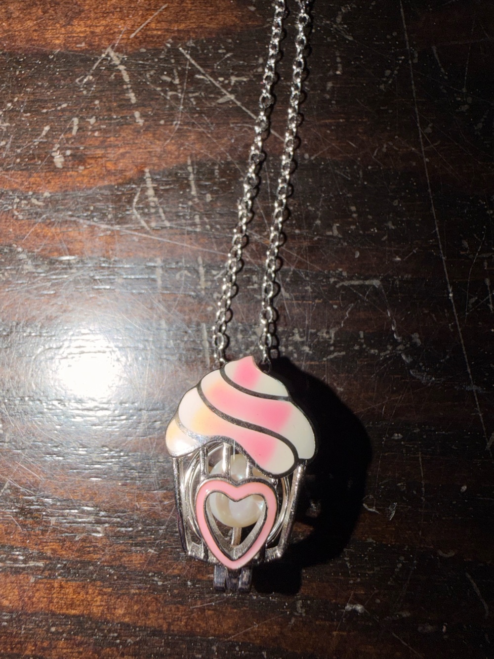 Vantel Pearls Pink and Cream Cupcake Cage Necklace